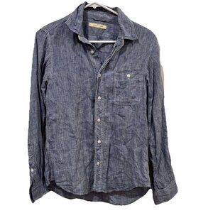 Men’s Journal‎ Standard Linen Button Up Button Down Shirt Size Small S Blue